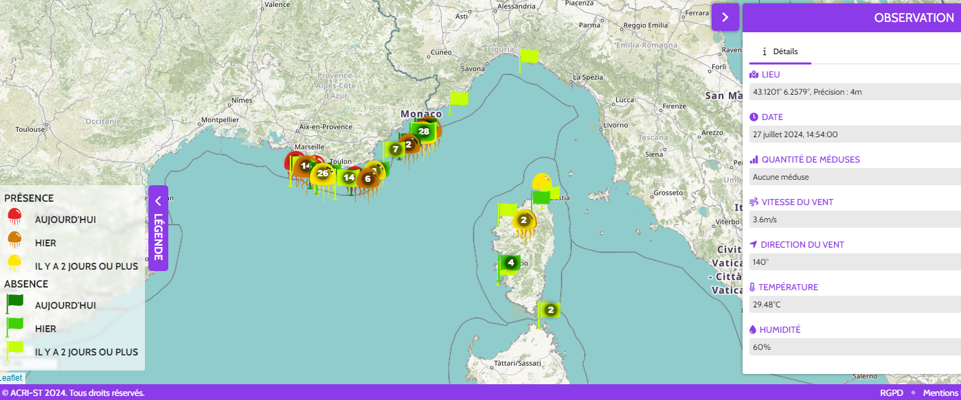 Méduses vous devriez consulter cette carte avant de partir à la plage — free download